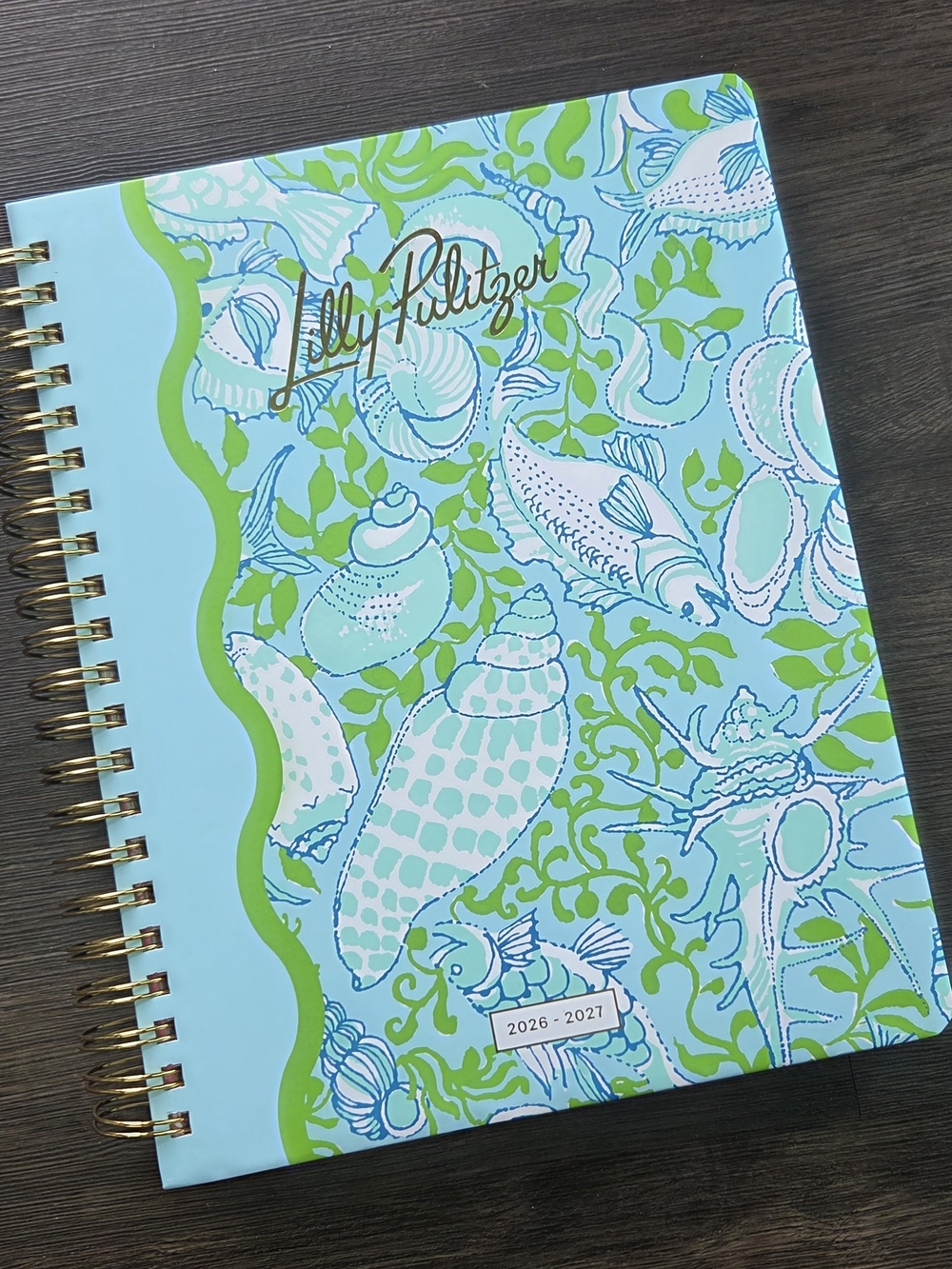 Lilly Pulitzer Blue & Green Seashell Jumbo Spiral Planner